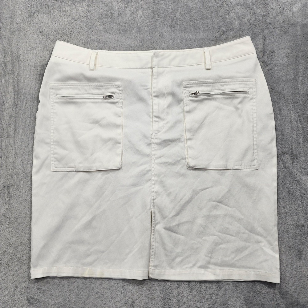 Vintage‎ Mossimo Skirt Womens 16 White Twill Pencil Cargo Pockets Casual Preppy